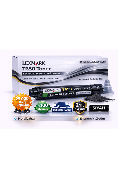 Lexmark T650 Muadil Toner Siyah (T652-T654-T656 Uyumlu, Yüksek Kapasiteli)