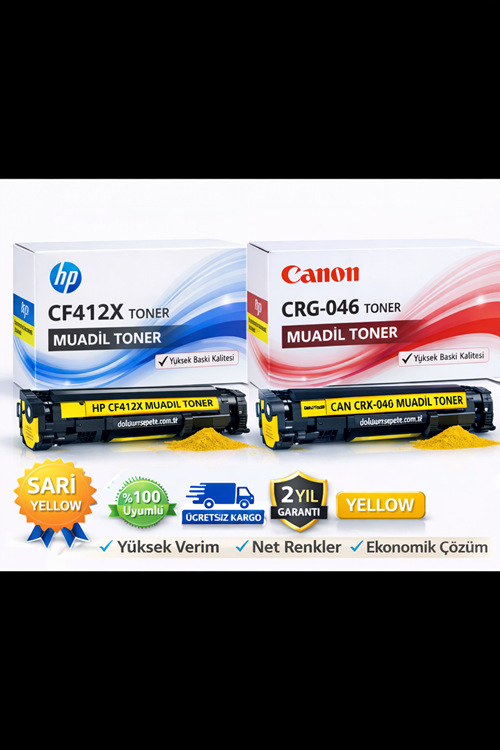 HP CF412X Sarı Muadil Toner | Canon CRG-046 Yellow Lazer Toner Uyumlu